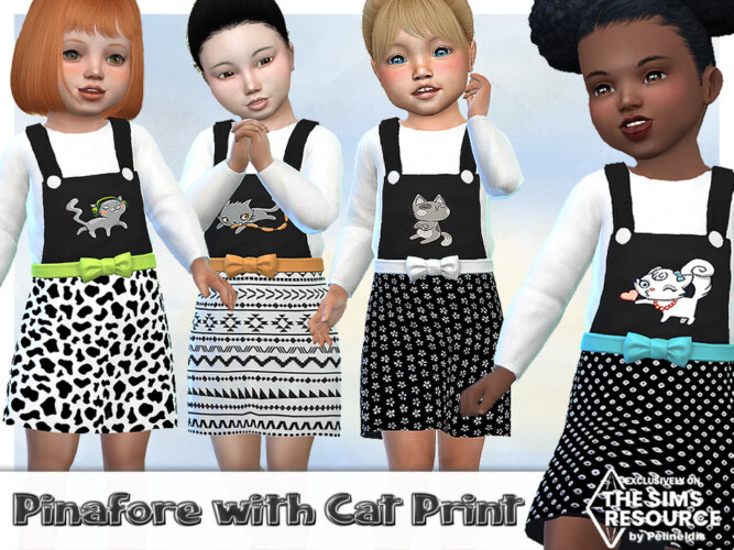 Cat Print Pinafore Dress By Pelineldis