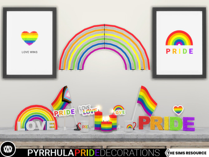 Sims 4 Pyrrhula Pride Decorations by wondymoon at TSR