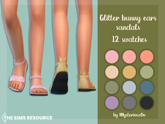 Sims 4 Glitter bunny ears sandals by MysteriousOo at TSR