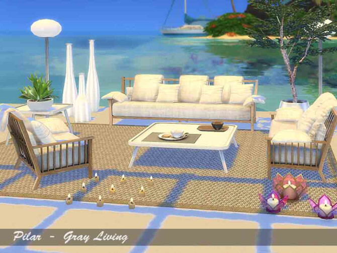 Sims 4 Gray Living by Pilar at TSR