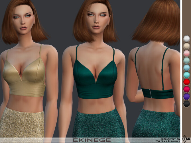 Sims 4 Satin Triangle Bralette Top by ekinege at TSR