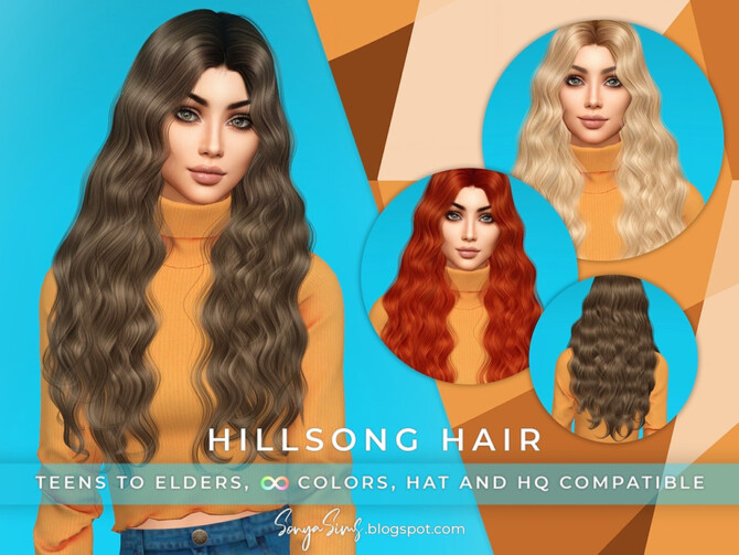 Sims 4 Hillsong Hair by SonyaSimsCC at TSR