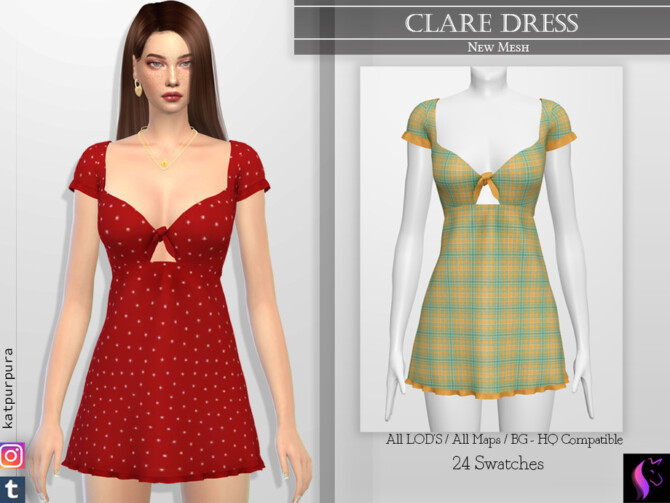 Sims 4 Clare Dress by KaTPurpura at TSR