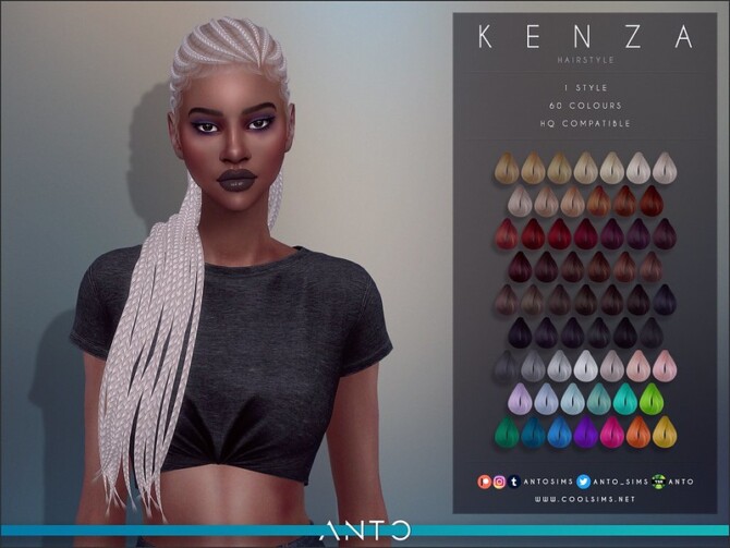 Sims 4 Kenza hair by Anto at TSR