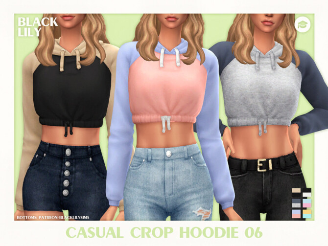 Sims 4 Casual Crop Hoodie 06 by Black Lily at TSR