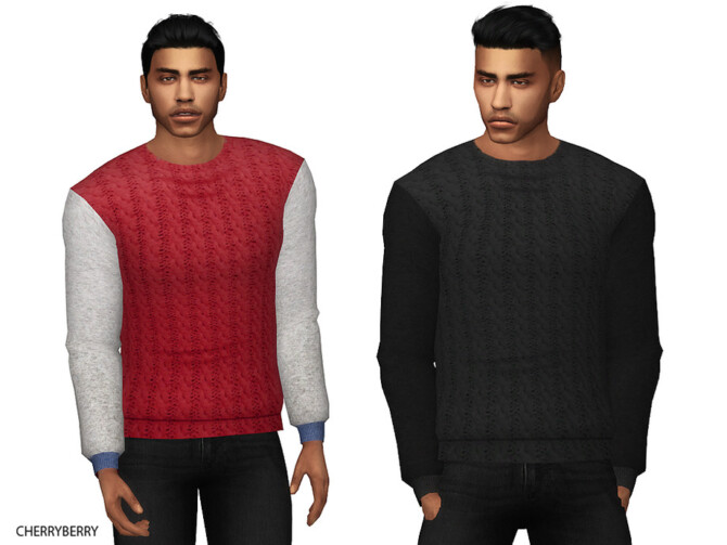 Sims 4 Comfy Mens Designer Sweatshirt by CherryBerrySim at TSR