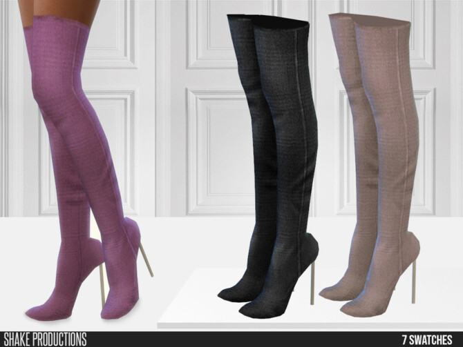 Sims 4 703 Denim High Heels by ShakeProductions at TSR