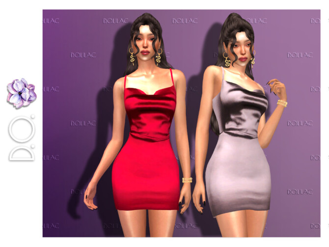 Sims 4 Degaje Satin Dress DO126 by D.O.Lilac at TSR