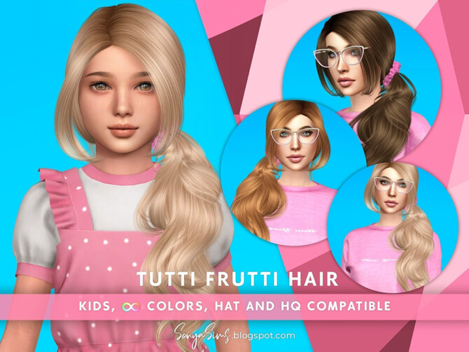 Sims 4 Tutti Frutti Hair for Kids by SonyaSimsCC at TSR