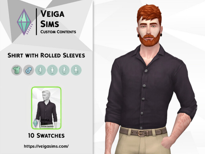 Sims 4 Shirt with Rolled Sleeves by David Mtv at TSR