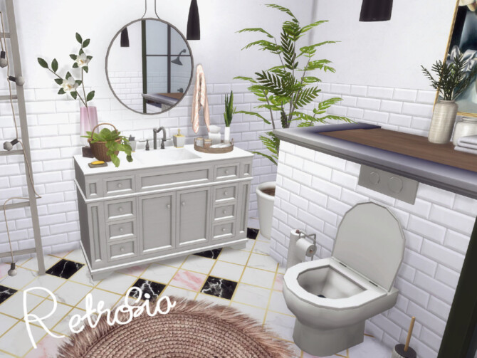 Sims 4 Retrosia bathroom by GenkaiHaretsu at TSR