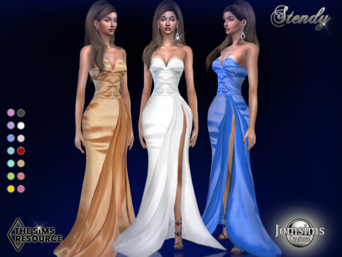 Sims 4 Stendy long evening dress by jomsims at TSR