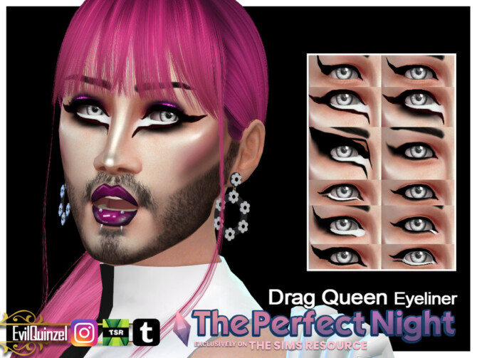 Sims 4 Drag Queen Eyeliner by EvilQuinzel at TSR