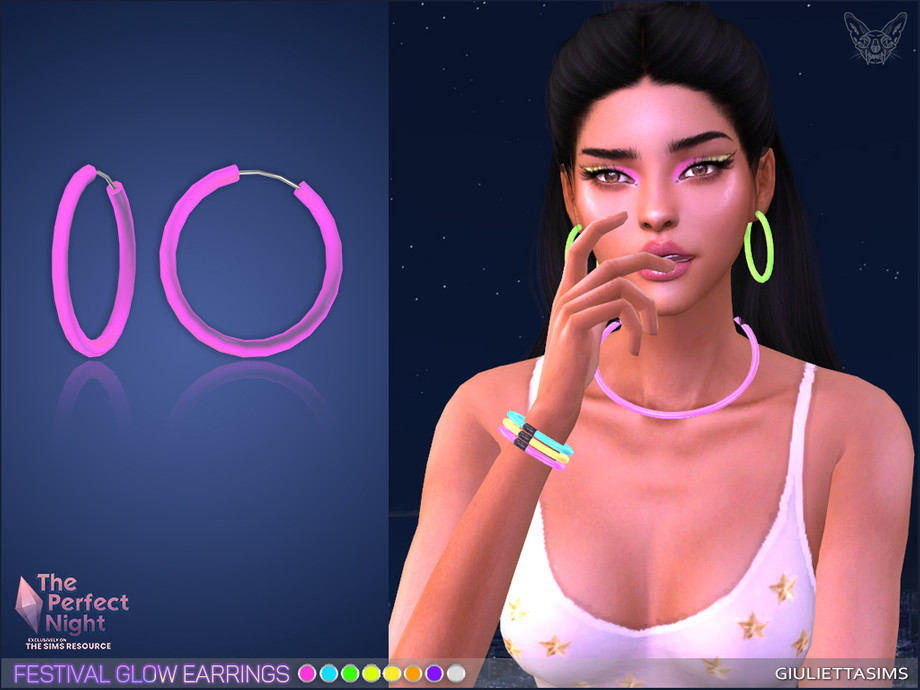 Glow Festival Hoop Earrings by feyona at TSR » Sims 4 Updates