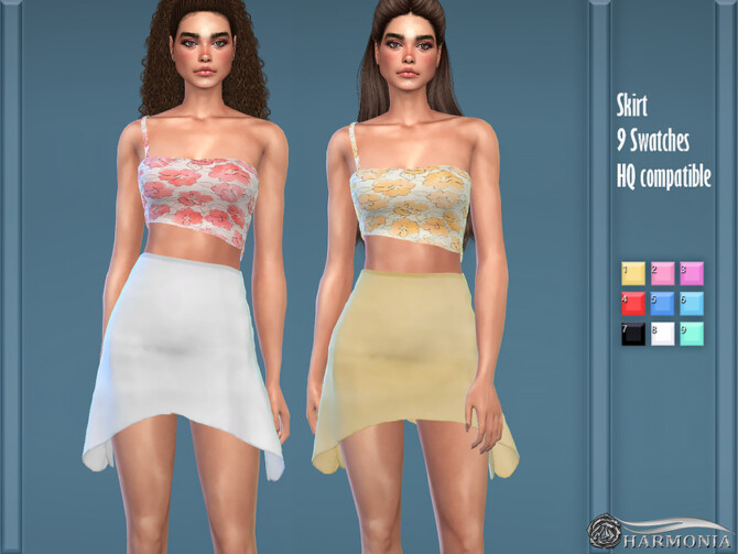 Sims 4 Midi Handkerchief Hem Skirt by Harmonia at TSR