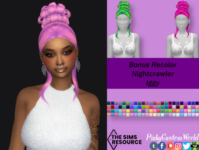 Sims 4 Bonus recolor of Nightcrawlers Iggy hair by PinkyCustomWorld at TSR