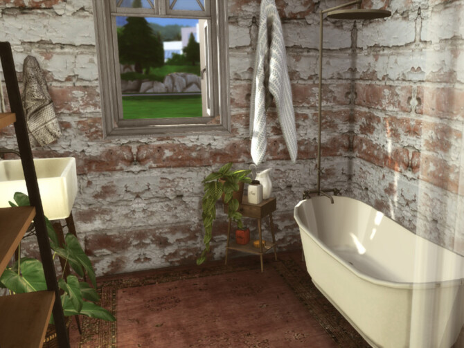 Sims 4 Farmhouse bathroom by GenkaiHaretsu at TSR