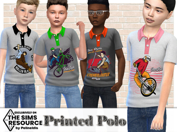 Sims 4 Printed Polo by Pelineldis at TSR