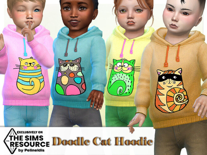 Sims 4 Doodle Cats Hoodie by Pelineldis at TSR