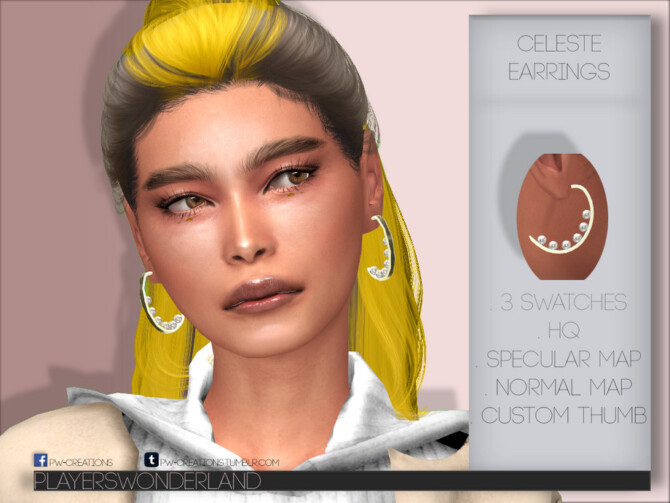 Sims 4 Celeste Earrings by PlayersWonderland at TSR