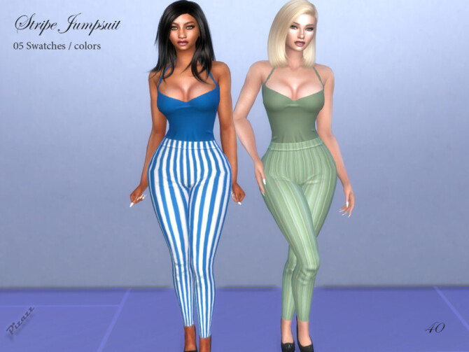 Sims 4 Stripe Jumpsuit by pizazz at TSR