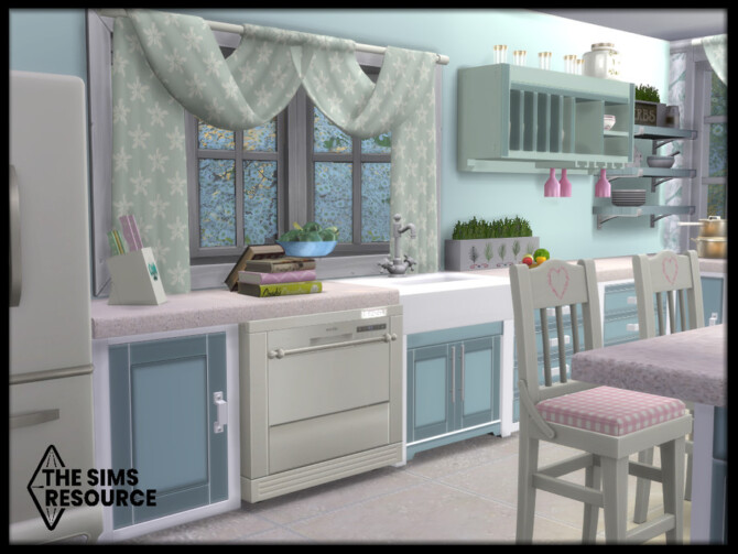 Sims 4 Duck Egg Blue Farmhouse Kitchen by seimar8 at TSR