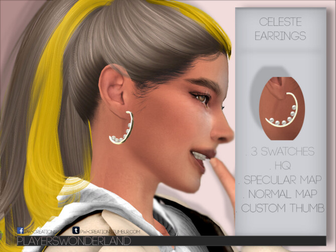 Sims 4 Celeste Earrings by PlayersWonderland at TSR