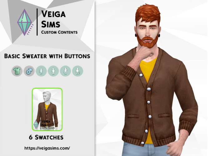 Sims 4 Basic Sweater with Buttons by David Mtv at TSR