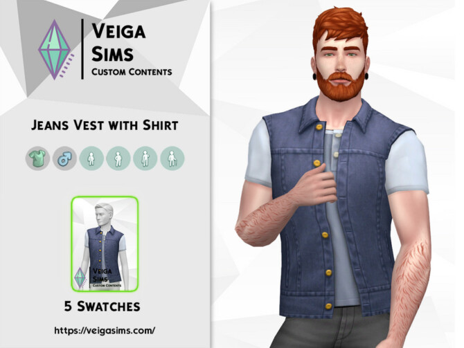 Sims 4 Jeans Vest with Shirt by David Mtv at TSR