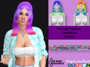 Fantasy recolor of JavaSims Kaitlyn hair by PinkyCustomWorld at TSR