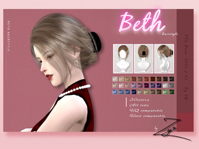 Sims 4 Beth hairstyle by Zy at TSR