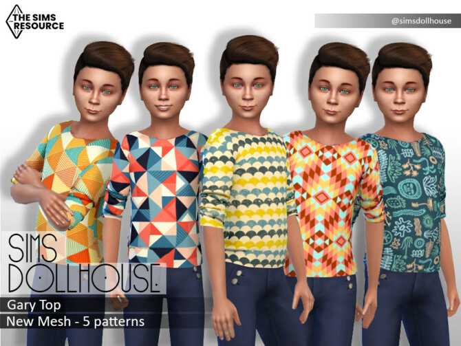 Sims 4 Gary Top (Child) Patterns Version by SimsDollhouse at TSR