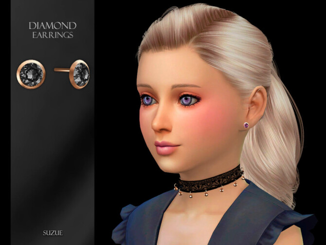 Sims 4 Diamond Earrings Child by Suzue at TSR