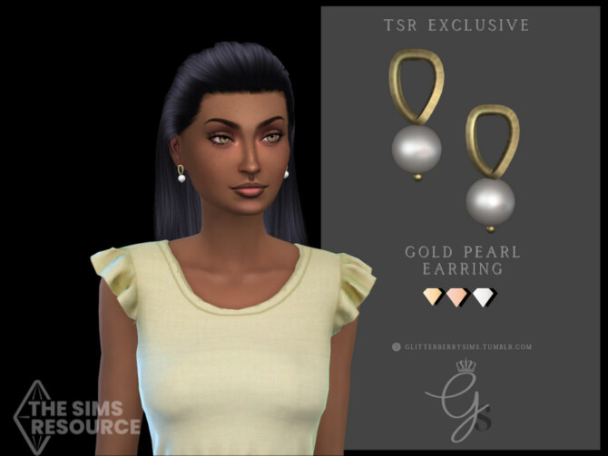 Sims 4 Gold Pearl Earrings by Glitterberryfly at TSR