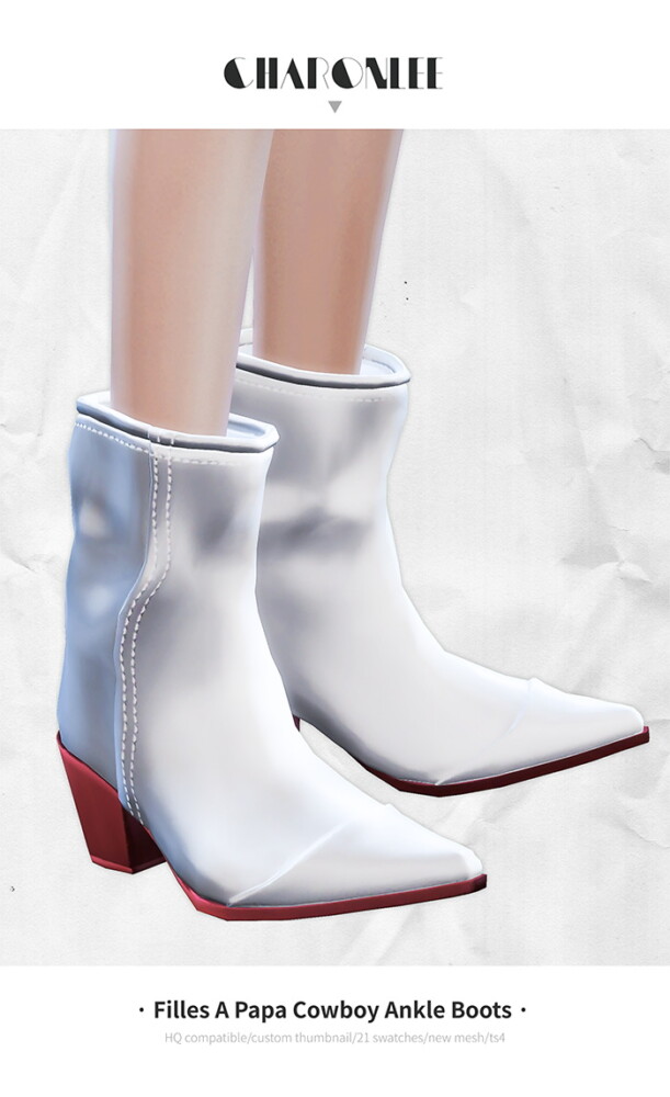 Sims 4 Filles A Papa Cowboy Ankle Boots at Charonlee