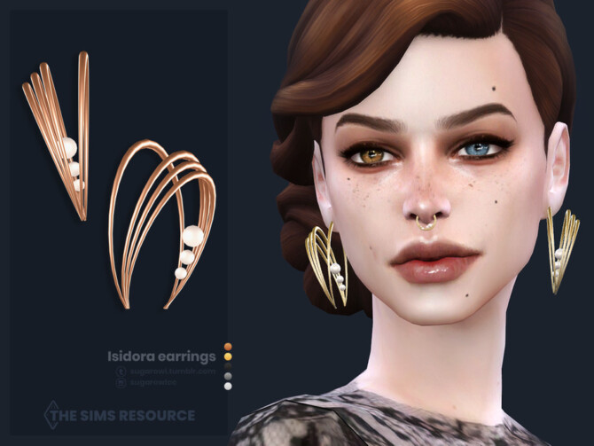 Sims 4 Isidora earrings by sugar owl at TSR