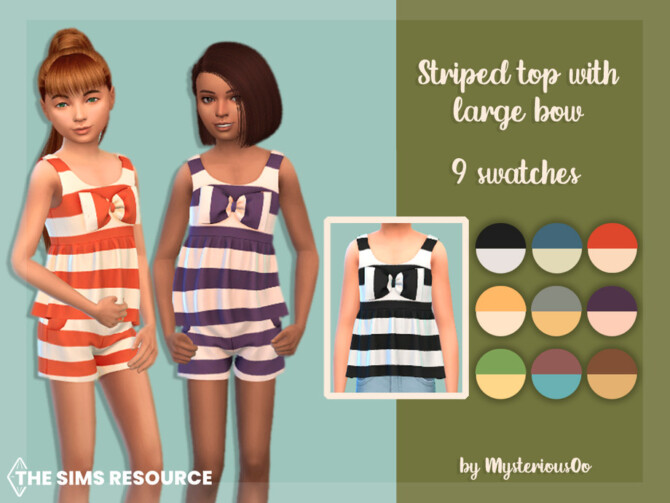 Sims 4 Striped top with large bow by MysteriousOo at TSR