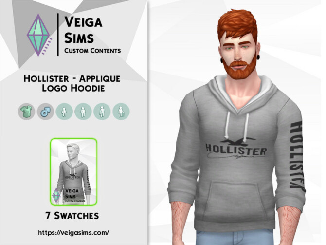 Sims 4 Applique Logo Hoodie by David Mtv at TSR