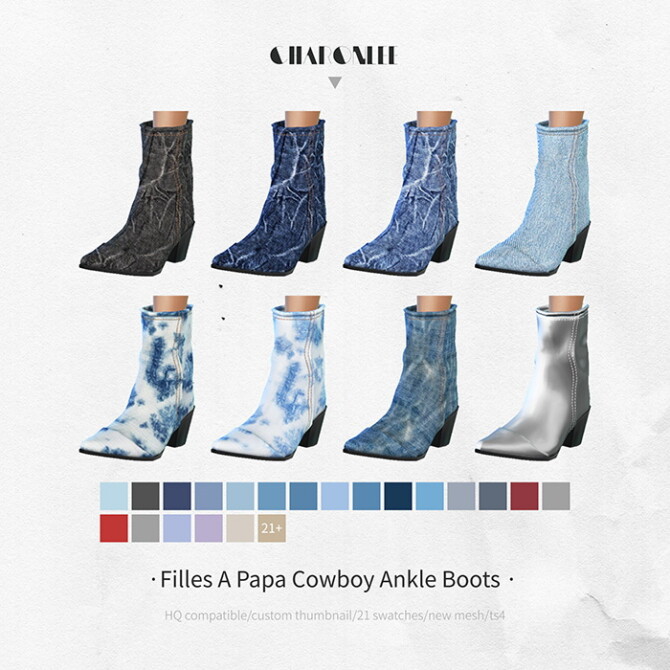 Sims 4 Filles A Papa Cowboy Ankle Boots at Charonlee