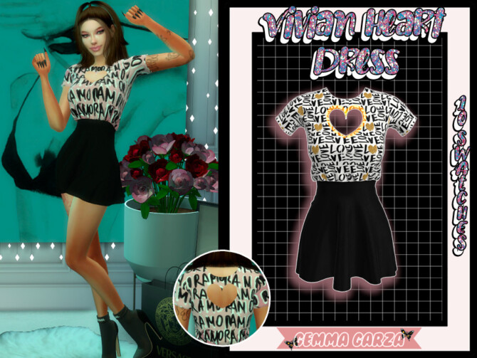 Sims 4 Vivian Heart Dress by GemmaGarza at TSR