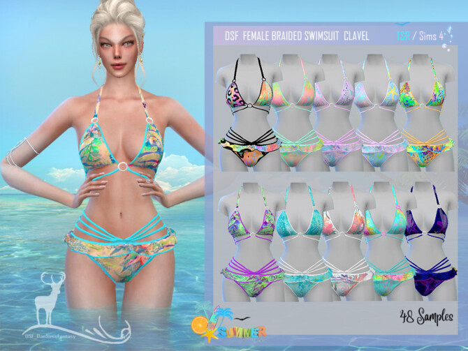 Sims 4 BRAIDED SWIMSUIT CLAVEL by DanSimsFantasy at TSR