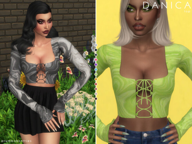 Sims 4 DANICA top by Plumbobs n Fries at TSR