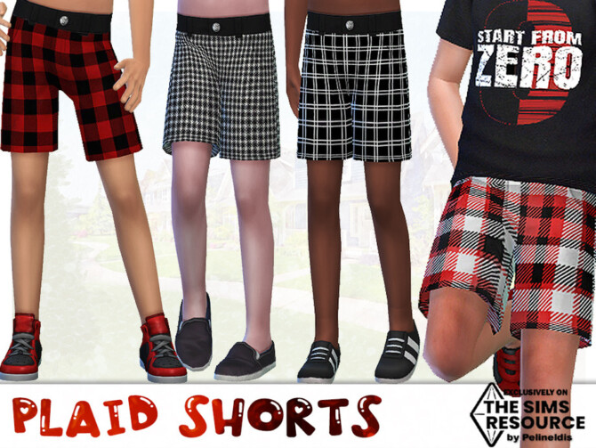 Sims 4 Summer Plaid Shorts by Pelineldis at TSR