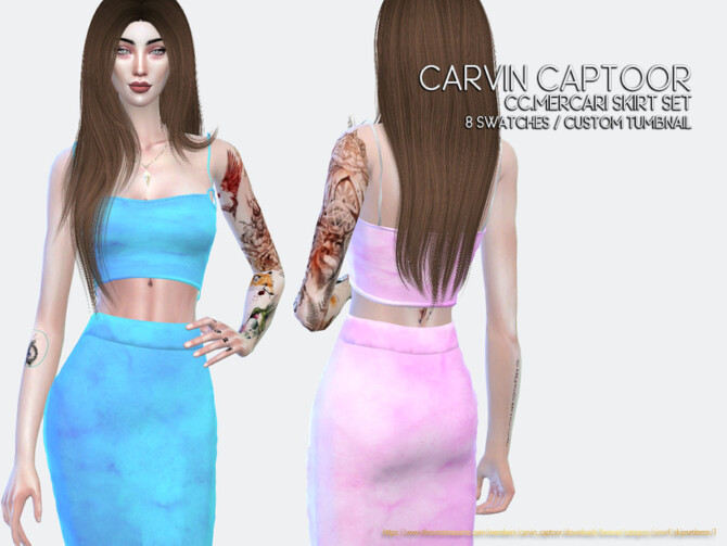 Sims 4 Mercari Skirt Set by carvin captoor at TSR