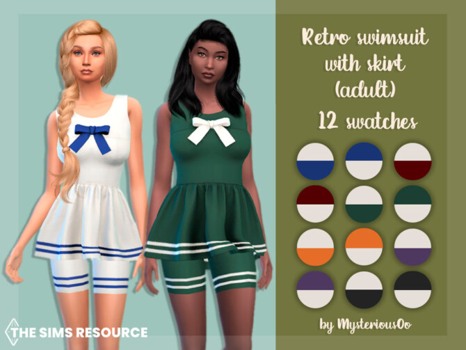 Sims 4 Retro swimsuit with skirt by MysteriousOo at TSR