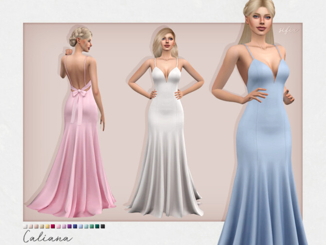 Sims 4 Caliana elegant mermaid gown by Sifix at TSR