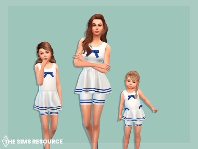 Sims 4 Retro swimsuit with skirt by MysteriousOo at TSR