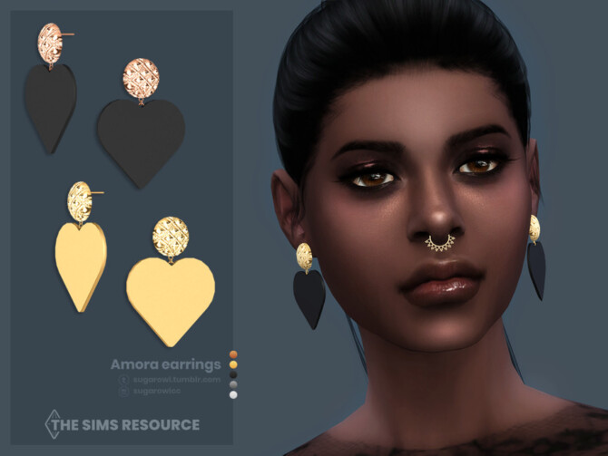 Sims 4 Amora earrings by sugar owl at TSR