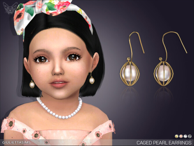 Sims 4 Caged Pearl Earrings For Toddlers by feyona at TSR