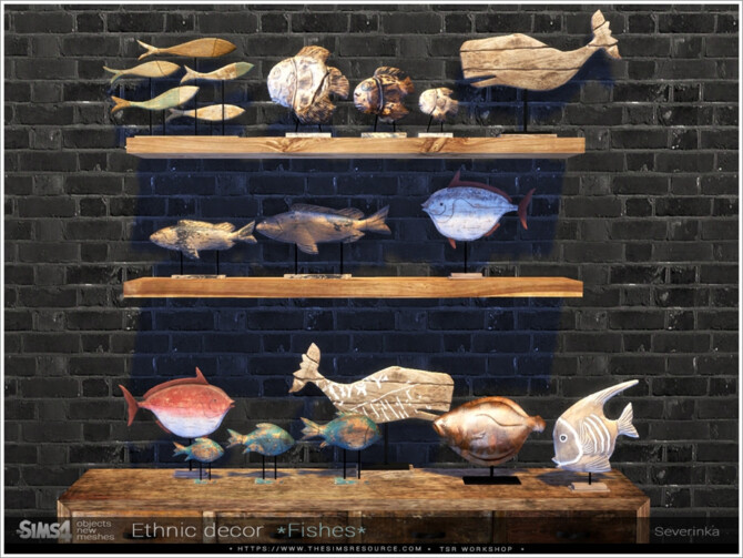 Sims 4 Ethnic decor Fishes by Severinka at TSR